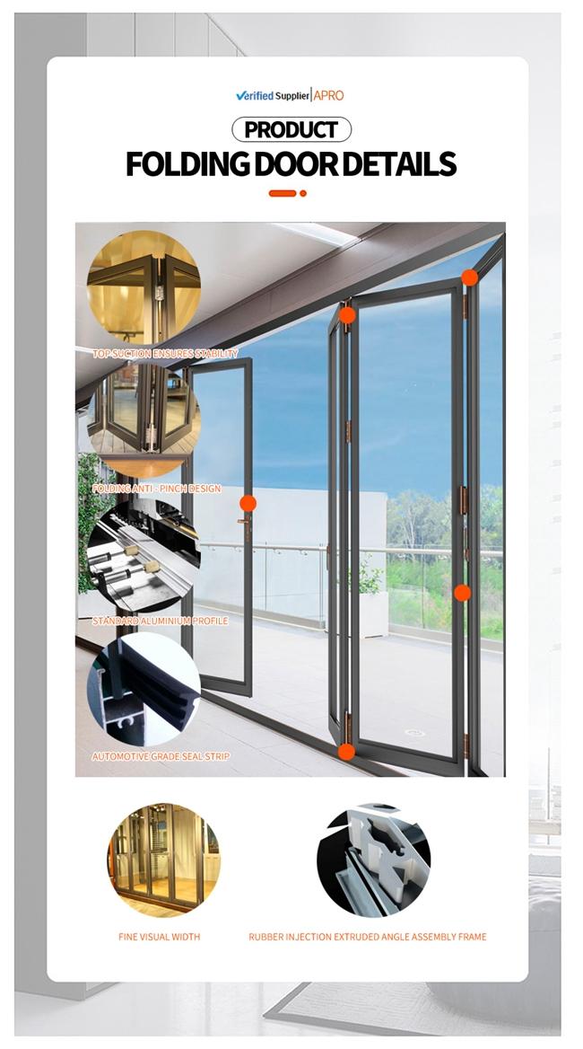 、折れ戸ガラス外的な、折れ戸アルミニウム折れ戸ハードウェア、折れ戸の細部13